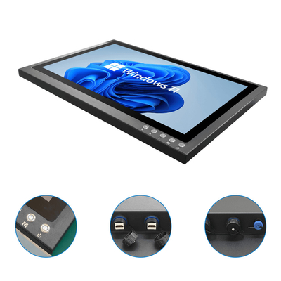 Schwarzer wasserdichter LCD-Monitor aus Edelstahl mit Helligkeit 1000-1500Nits und VESA-Wandmontage/Yoke-Installation